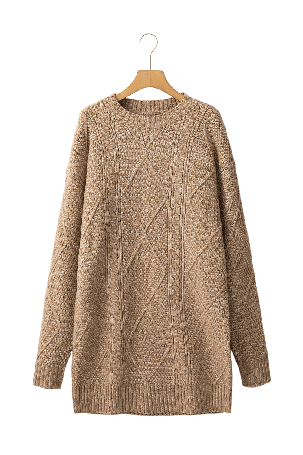 Robe chasuble à épaulettes en maille torsadée vert brumeux