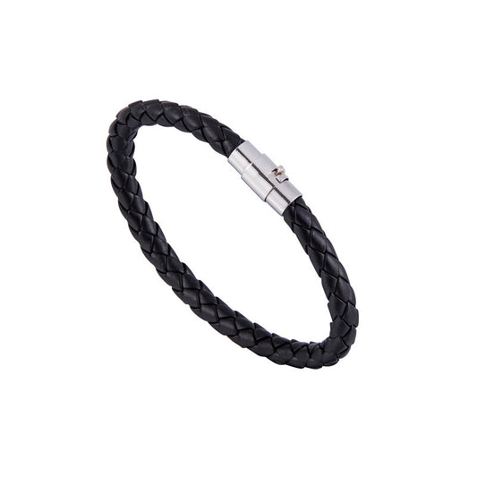 Bracelet tissé en cuir clouté