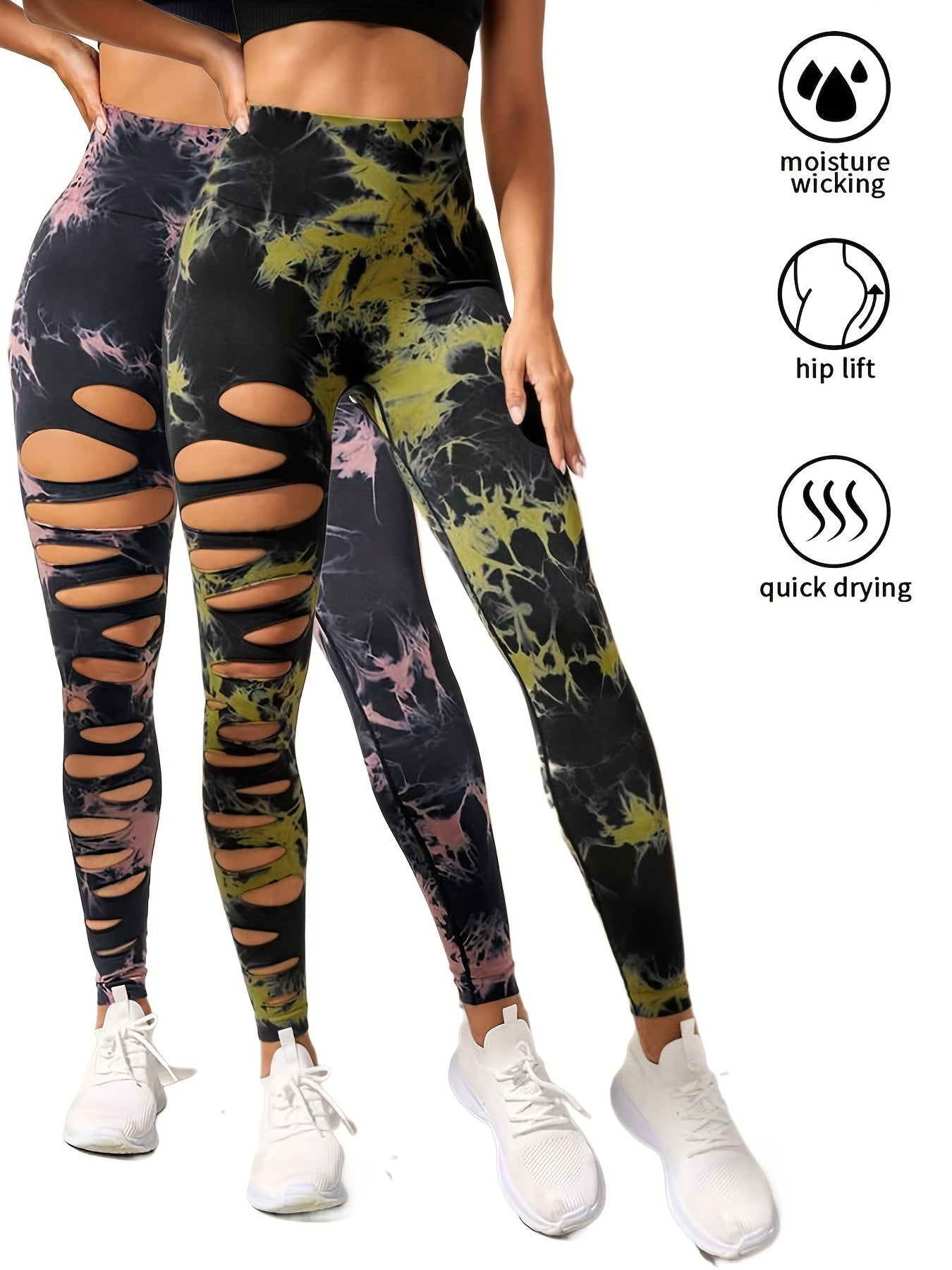 Paquet de 2leggings taille haute élastique pour femme.