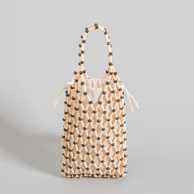 Sac Tissé Femme – Perles en Bois, Design Unique & Fait Main