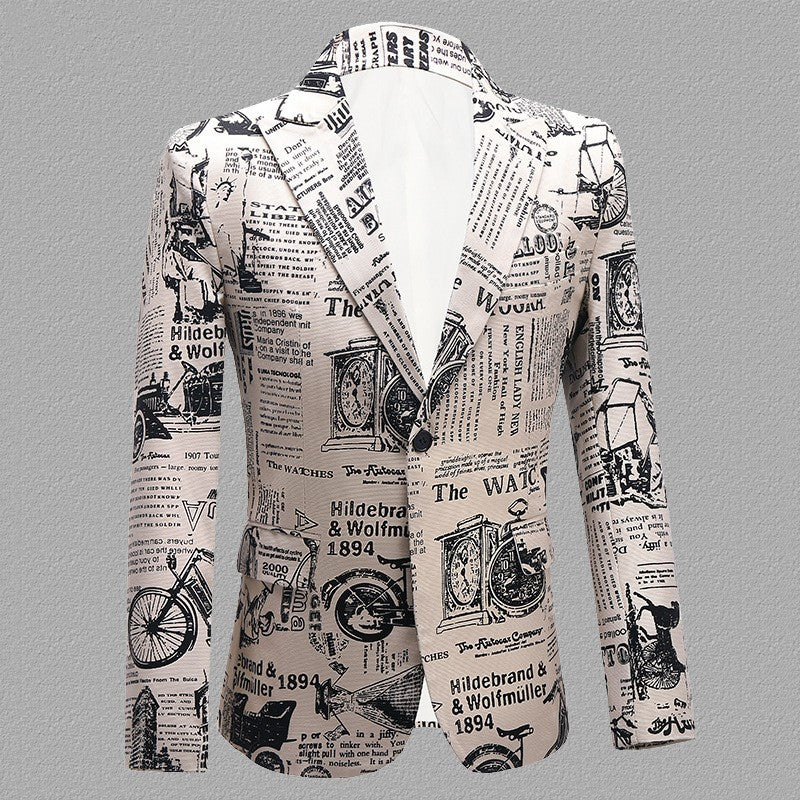 Costume imprimé journal pour homme