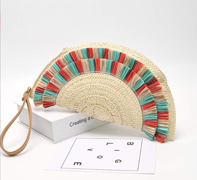 Sac Tissé Femme – Style Rétro, Franges & Paille Tissée