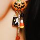 Boucles d'oreilles en strass orange Halloween Citrouille Fantôme Tassel