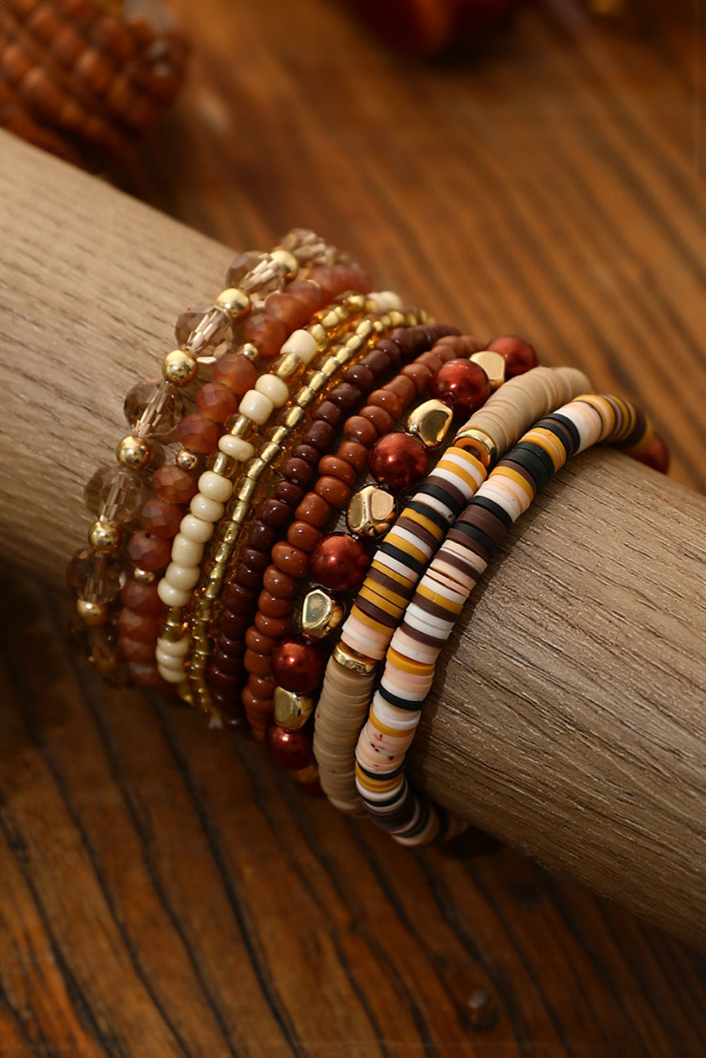 eu de 9 bracelets en perles Vintage Camel