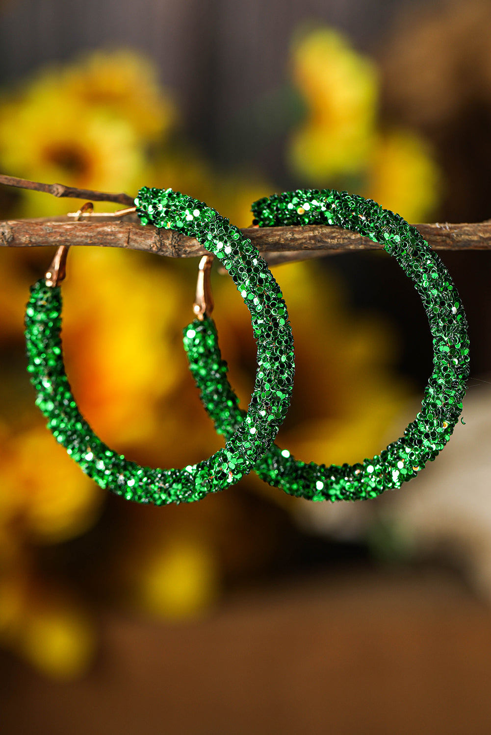 Boucles d'oreilles à paillettes vert foncé