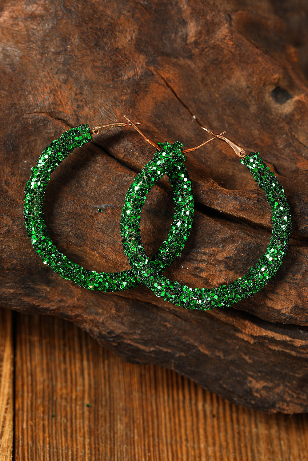 Boucles d'oreilles à paillettes vert foncé