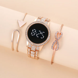 Montre électronique LED à écran tactile avec diamants et étoiles