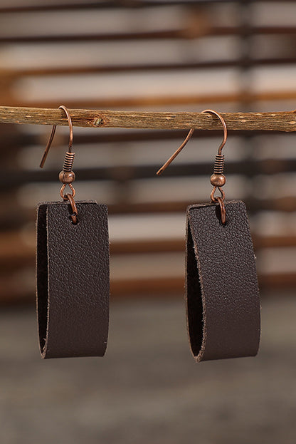 Pendants d'oreilles en cuir PU marron foncé