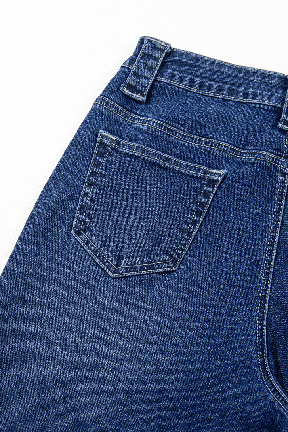 Jean taille haute à poches et jambes larges, bleu marine