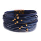 Bracelet vintage en cuir souple avec perles pour femme