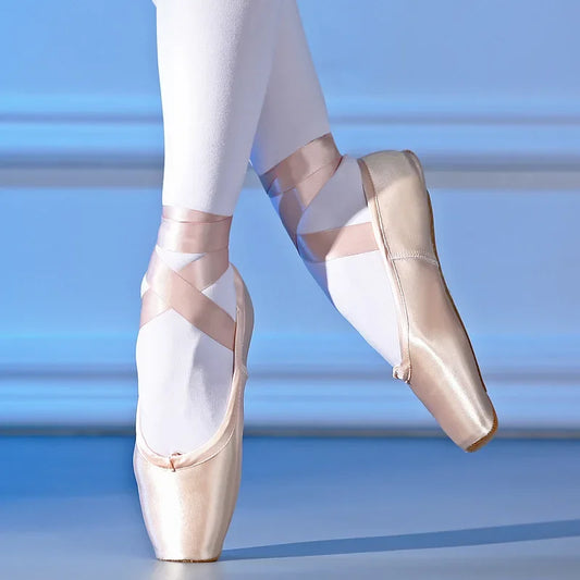 Chaussures de ballet – Pointes professionnelles, avec rubans, pour enfants & adultes