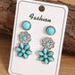 Boucles d'oreilles en alliage Boho 3 paires vert de mer