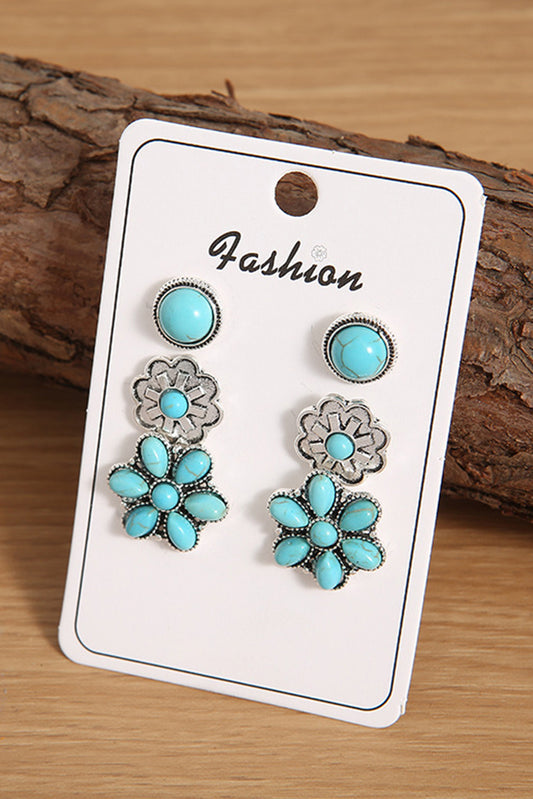 Boucles d'oreilles en alliage Boho 3 paires vert de mer