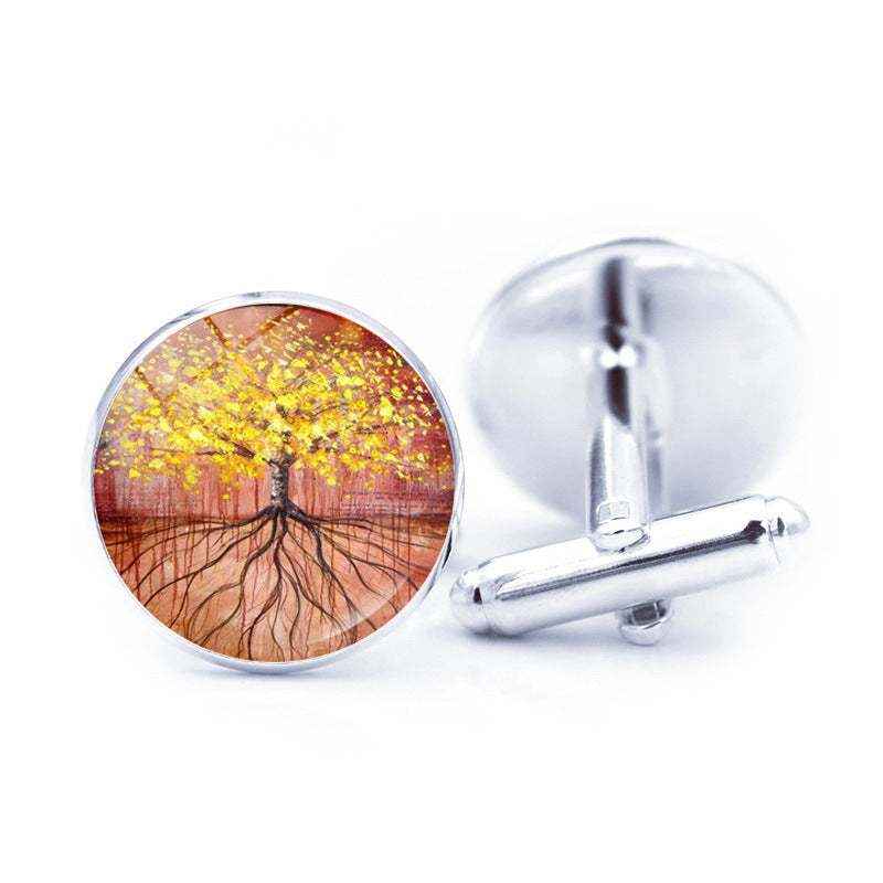 Boutons de manchette simples arbre de vie Time Stone