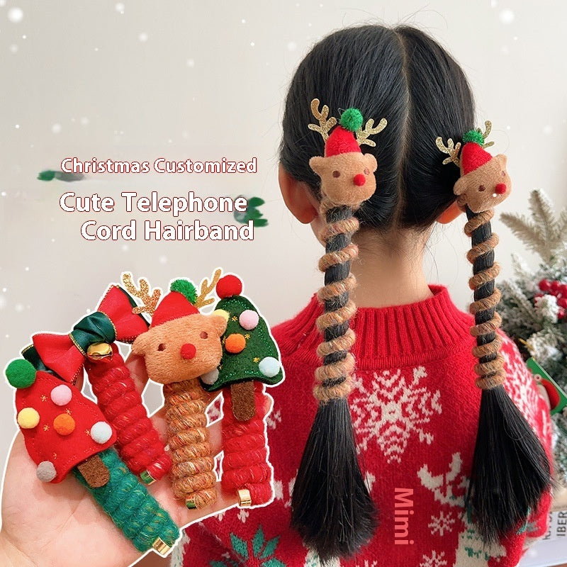 Bandeau élastique de Noël pour enfants, avec fil et spirale pour cheveux, accessoires de coiffure pour enfants.