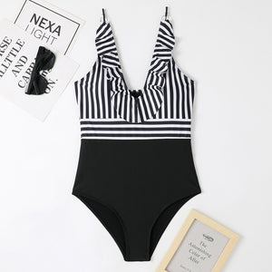 Maillot de bain une pièce à larges bretelles de style français pour femmes