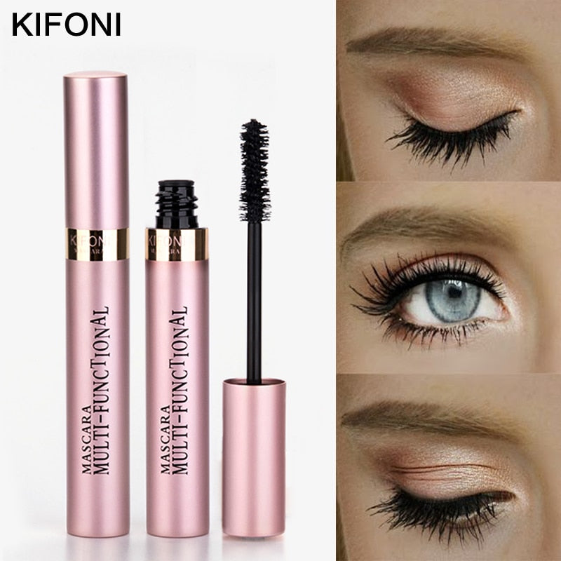 Mascara KIFONI 4D – Fibres soie, waterproof, allonge et épaissit les cils.