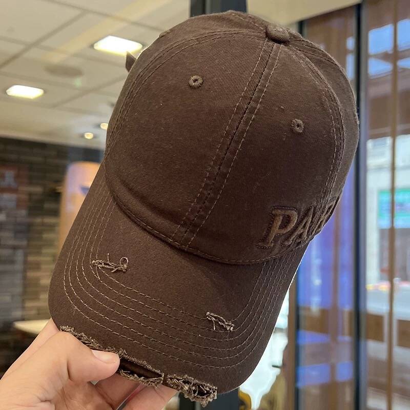 Casquette de baseball en denim délavé avec trou à visière pour baseball