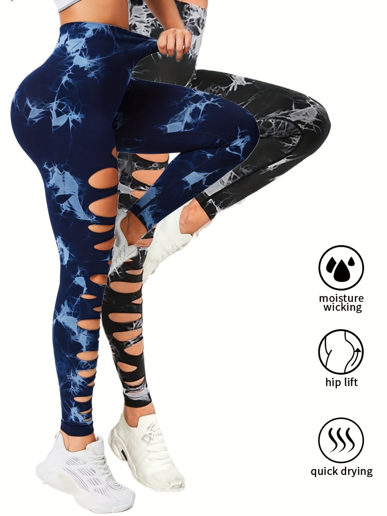 Paquet de 2leggings taille haute élastique pour femme.