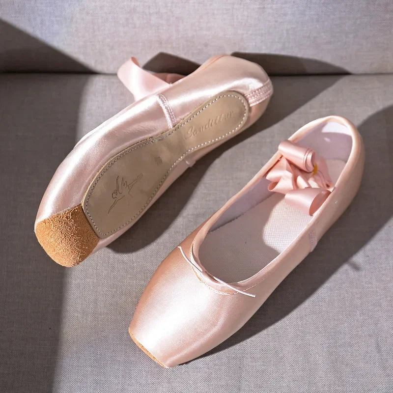 Chaussures de ballet – Pointes professionnelles, avec rubans, pour enfants & adultes