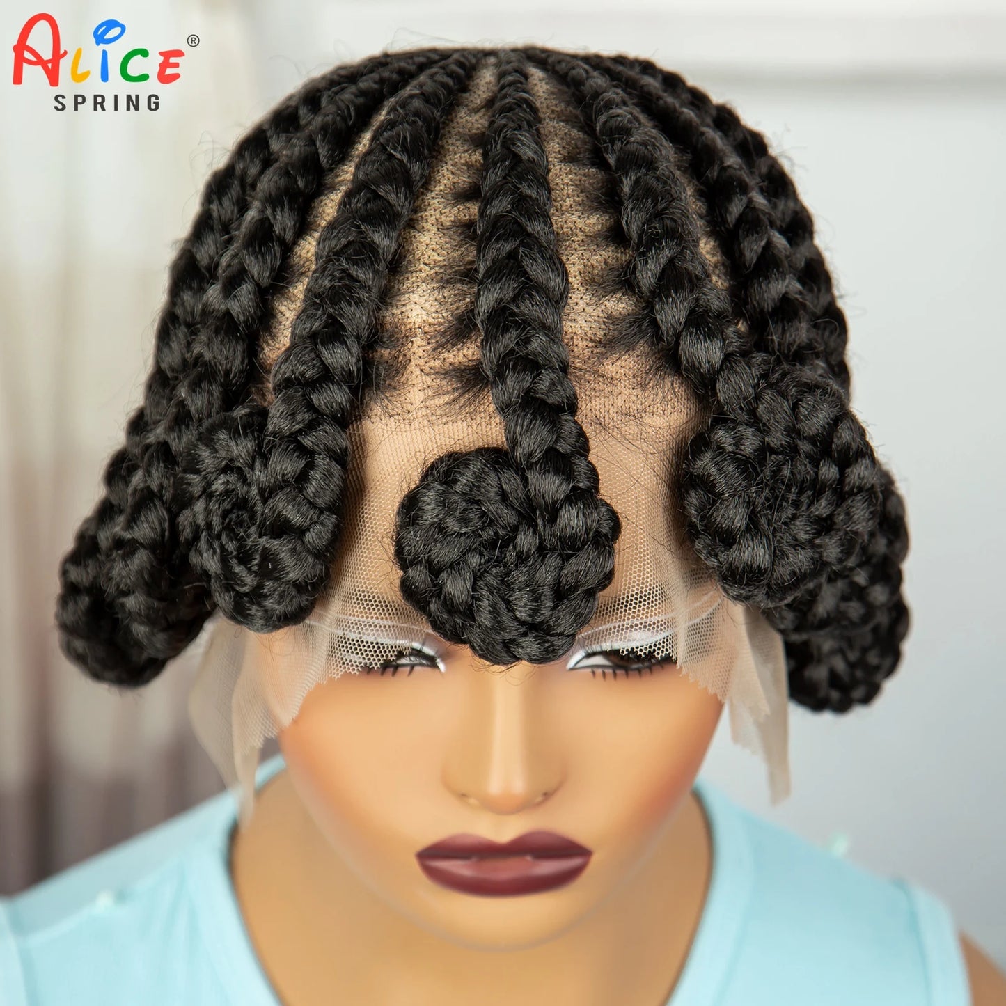 Perruque Tressée Cornrow, Lace Front, Cheveux Synthétiques