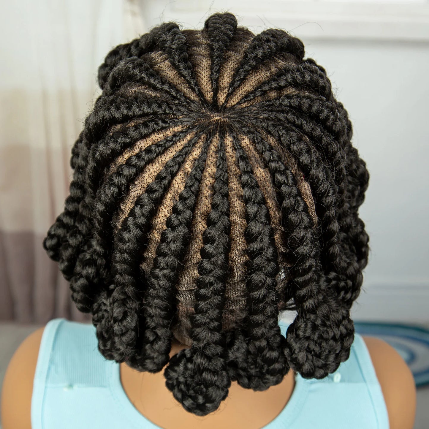 Perruque Tressée Cornrow, Lace Front, Cheveux Synthétiques