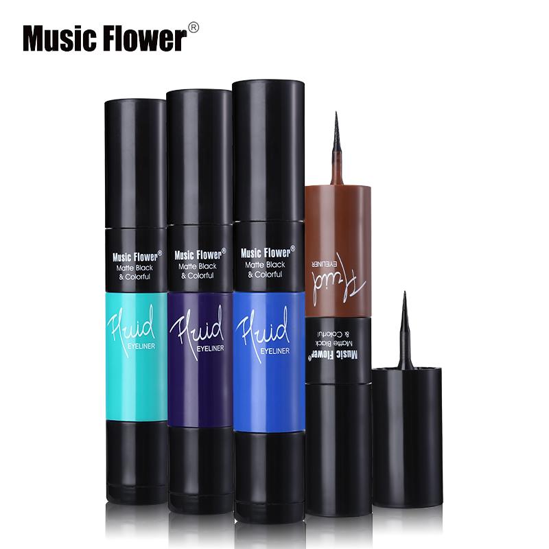 Eyeliner 2 en 1 Music Flower – Noir mat & coloré, waterproof, séchage rapide, longue tenue.