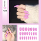 Faux ongles – Stiletto longs, transparents, mat, complets, avec colle