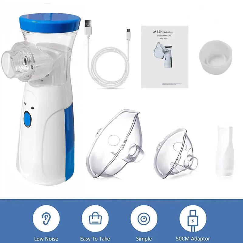 Nébuliseur portable silencieux – Inhalateur d’urgence, mesh mini, enfants & adultes.