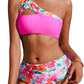 Bikini Taille Haute – Épaule Unique, Réversible & Imprimé Végétal