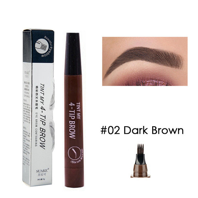 Stylo teinture sourcils – 4 embouts, 5 couleurs, waterproof, effet microblading.