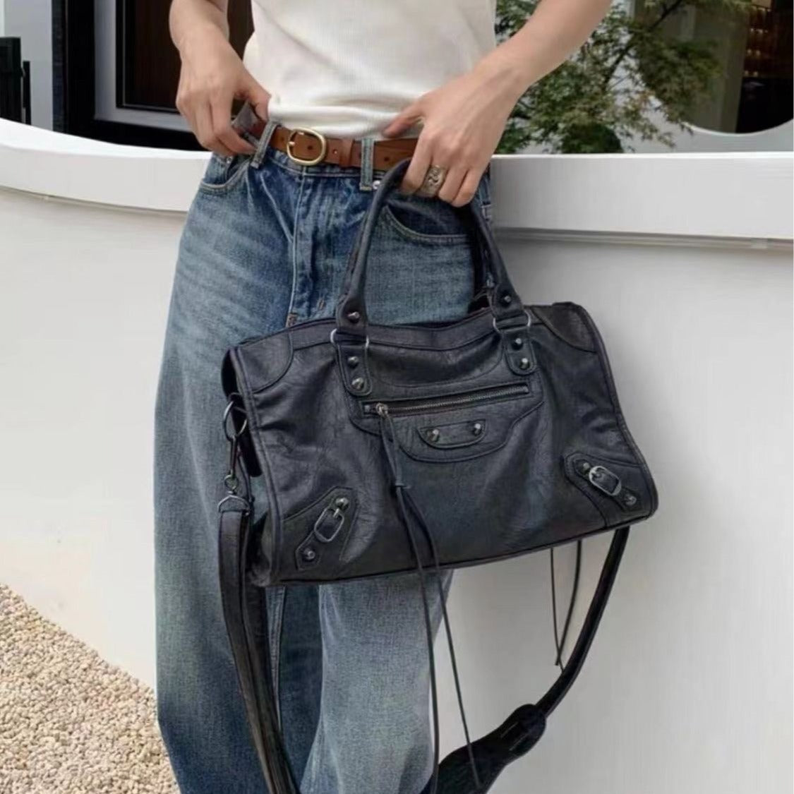 Sac moto clouté – Style hot girl, grande capacité