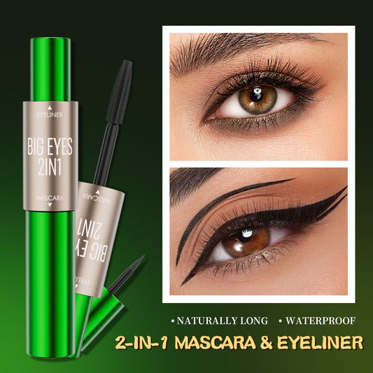 Mascara 2-en-1 à double extrémité, long et épais, naturel et lisse