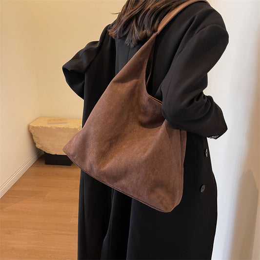 Bag for women large capacity simple tote bag retro and lazy suede big bun mother bag