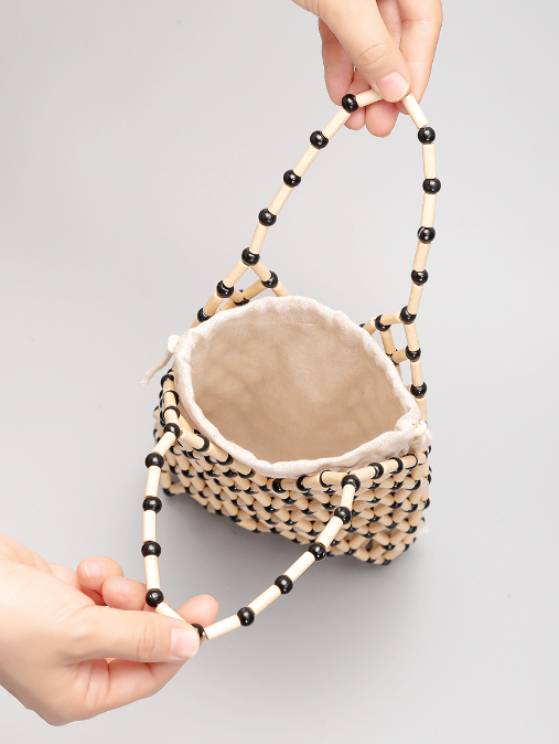 Sac Tissé Femme – Perles en Bois, Design Unique & Fait Main