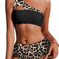 Bikini Taille Haute – Épaule Unique, Réversible & Imprimé Végétal