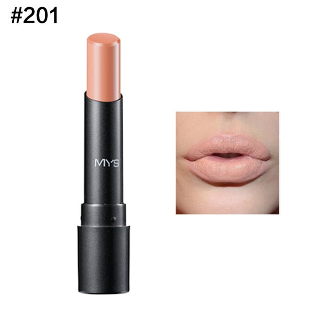 Rouge à lèvres mat MYS – Longue tenue, teinte, gloss, maquillage rouge.