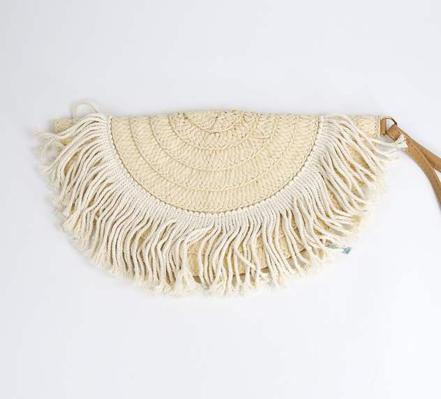 Sac Tissé Femme – Style Rétro, Franges & Paille Tissée