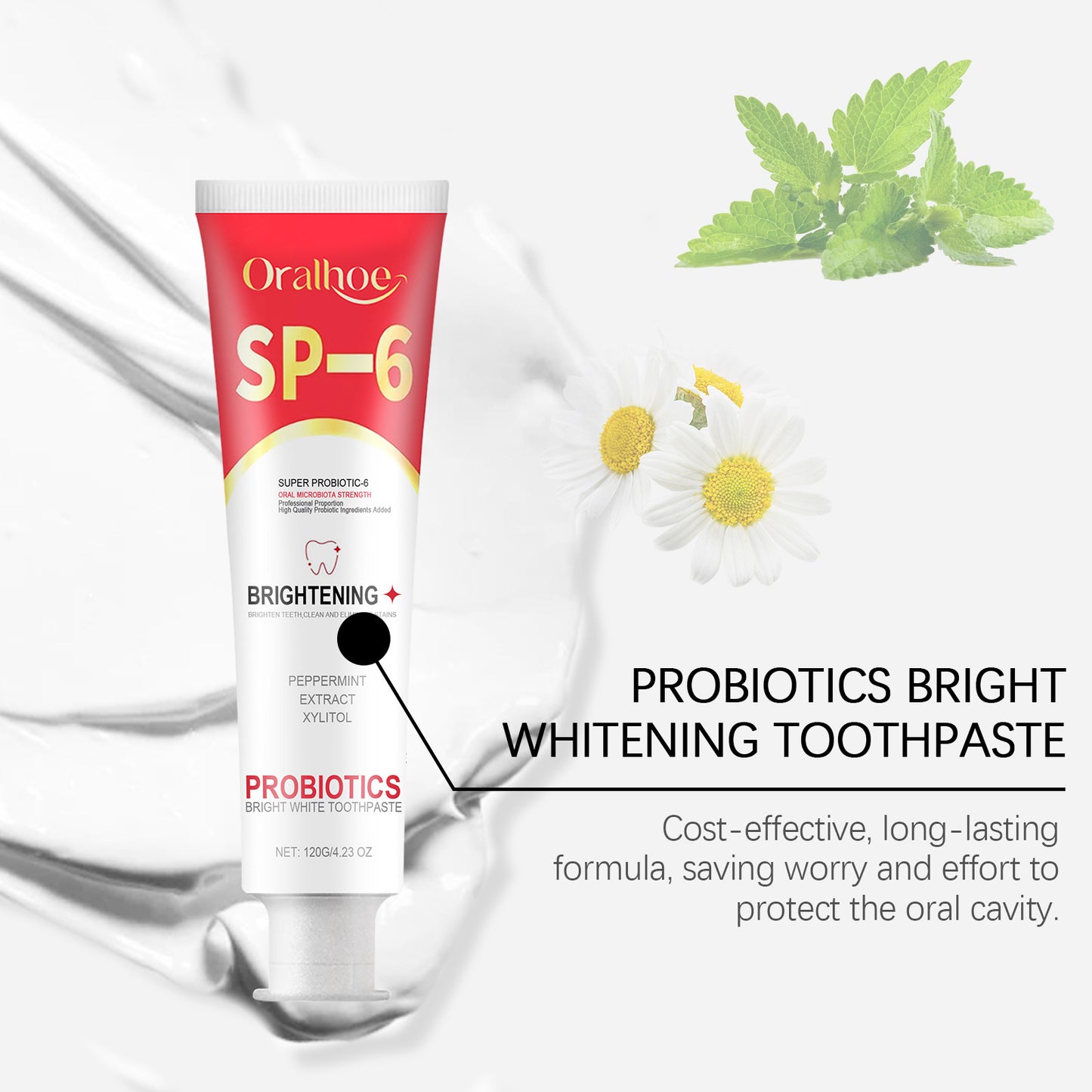 Dentifrice probiotique ORALHOE – Hygiène, fraîcheur et soin des dents.