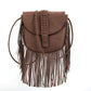 Sac Boho Femme – Cuir Souple, Tissé, Franges & Porté Épaule