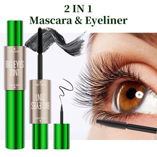 Mascara 2-en-1 à double extrémité, long et épais, naturel et lisse