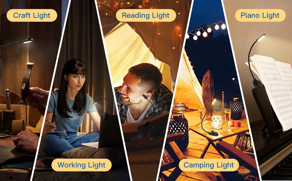 Lampe de Lecture Mini LED – Rechargeable, 3 Niveaux & Flexible