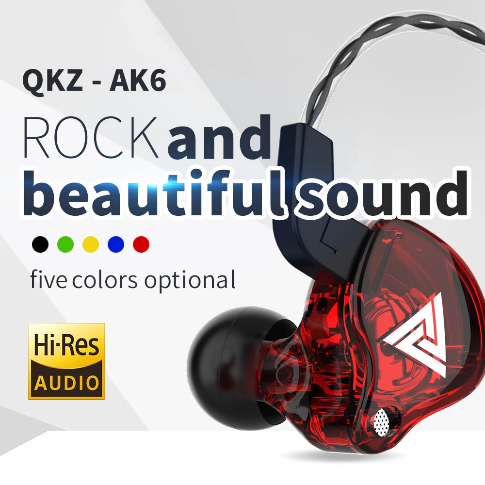 Casque HiFi QKZ AK6 – Écouteurs Intra-Auriculaires, Basses Stéréo, Micro