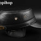 Chapeau en Cuir Véritable Homme -  Casquette Militaire Hiver