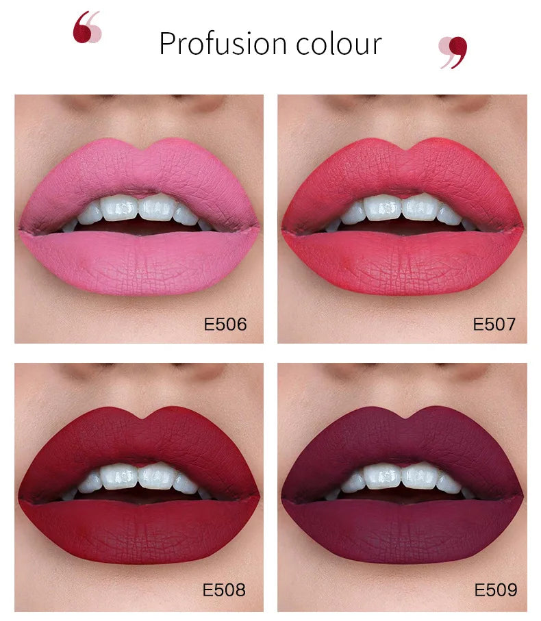 Rouge à Lèvres Mat 16 Couleurs – Liquide, Waterproof & Longue Tenue