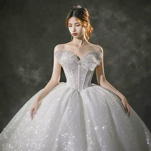 Robe de mariée tube française, robe de mariée principale à grande queue pour la mère