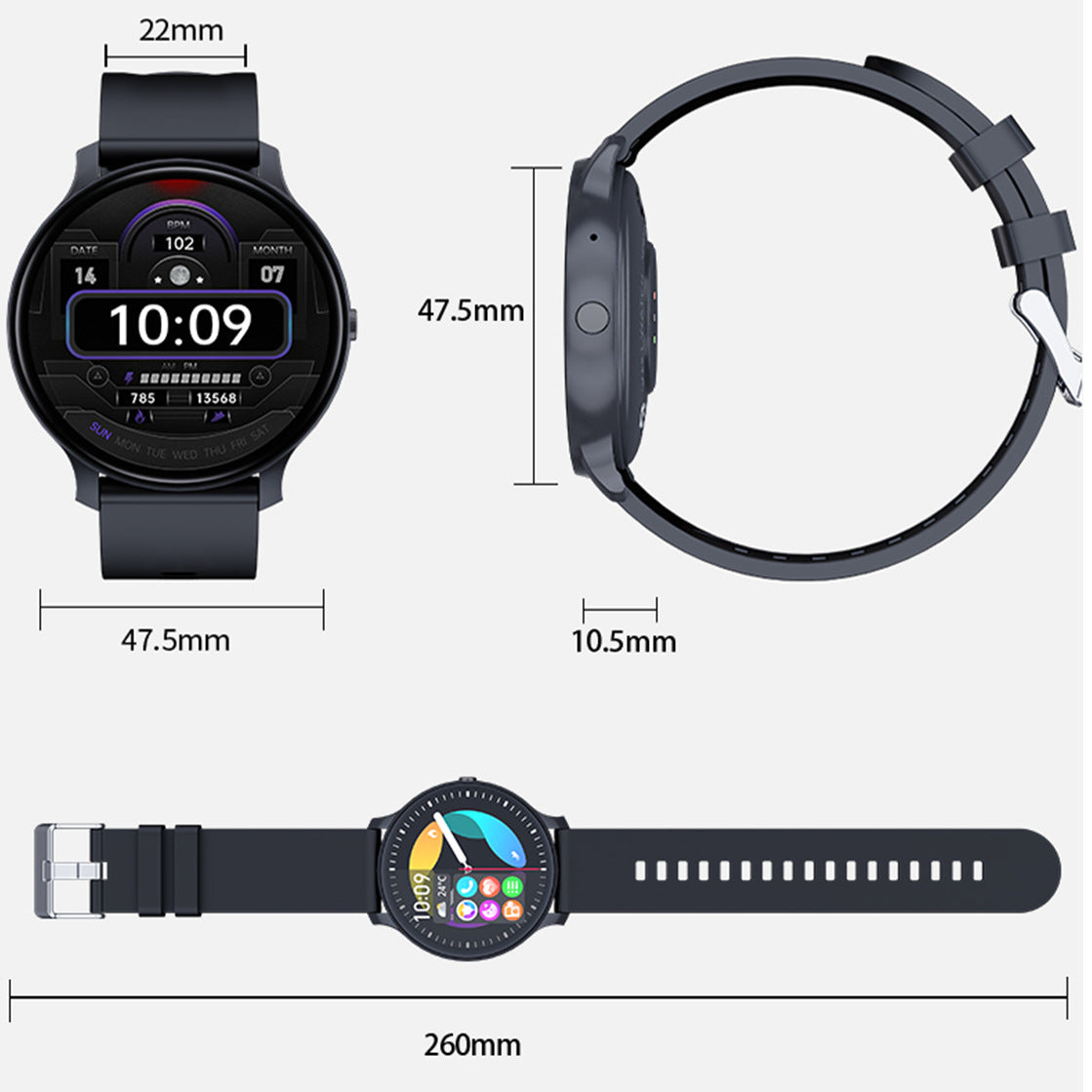Montre de sport prise de  pression artérielle, oxygène. Bluetooth, appels, jeux, musique, compteur de pas Smart Watch