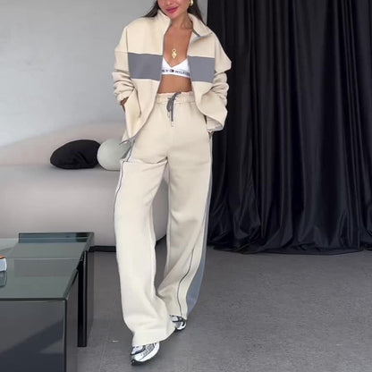 Pantalon de survêtement décontracté confortable de couleur contrastée pour les femmes