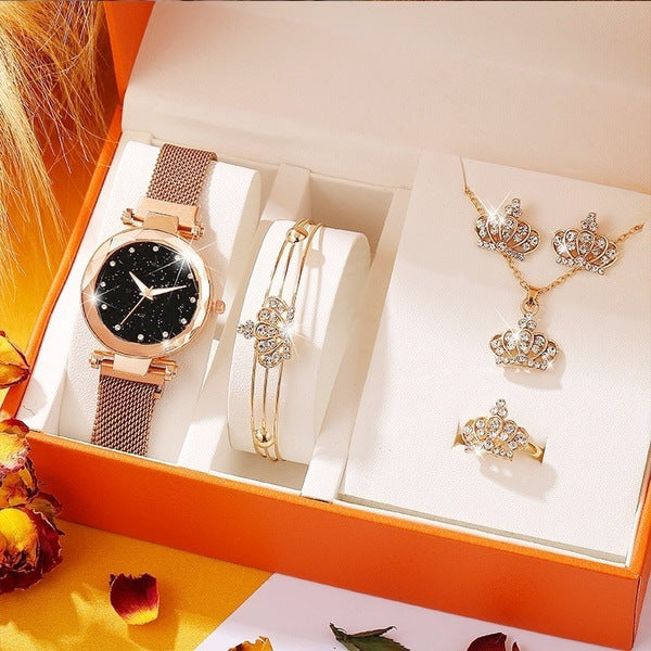 Coffret de luxe avec montre, bracelet et collier pour femme