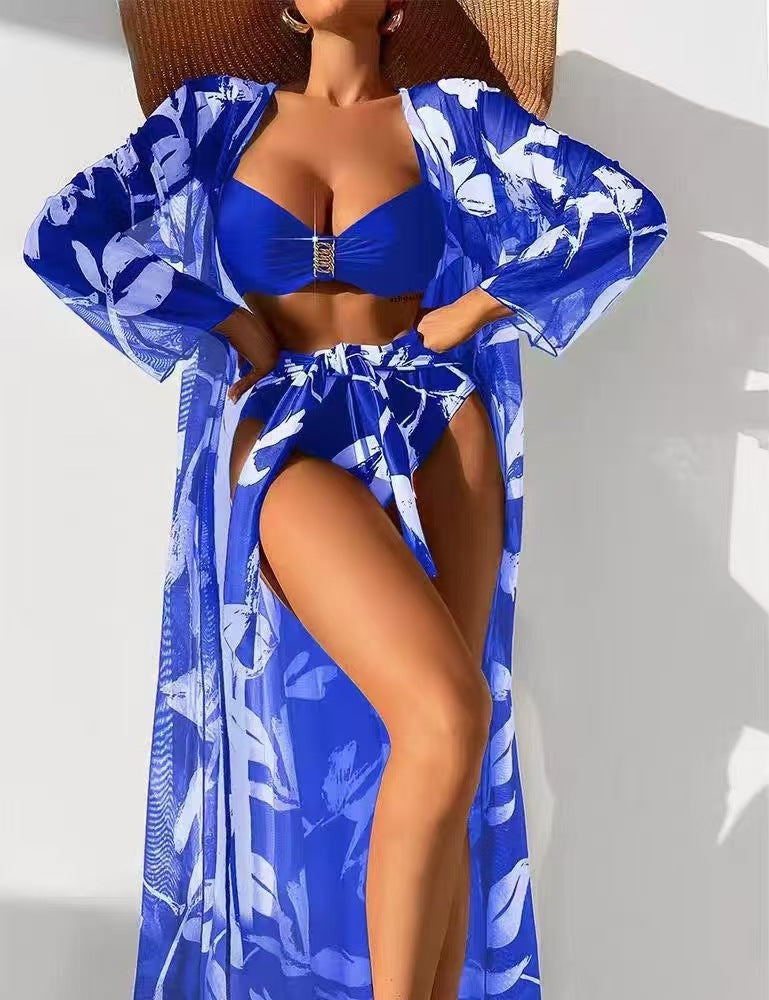 Maillot de bain trois pièces à taille haute pour femmes